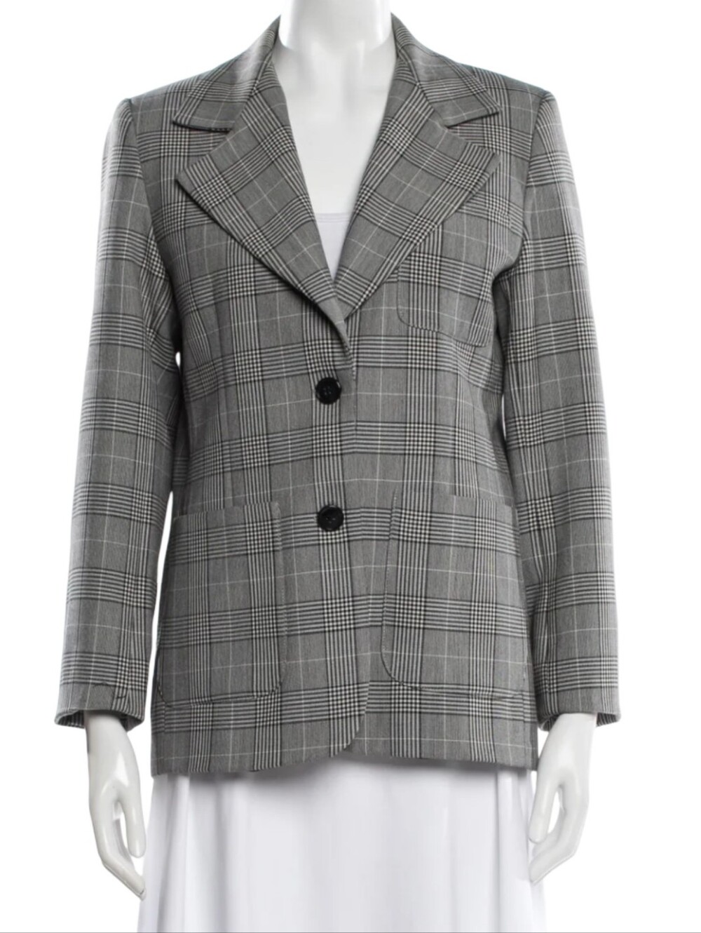 Ganni Prince of Wales check suiting blazer, Size: M | US8, DK 38